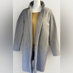 ZARA Felt Textured Coat Longline open front Lapel lightweight soft Gray XL